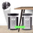 Duronic Cross Cut Paper Shredder with hidden caster wheels sliding easily under a wooden desk.