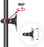 Duronic DM15D1 Monitor Stand showing 360-degree rotation and 15-degree tilt adjustment features.