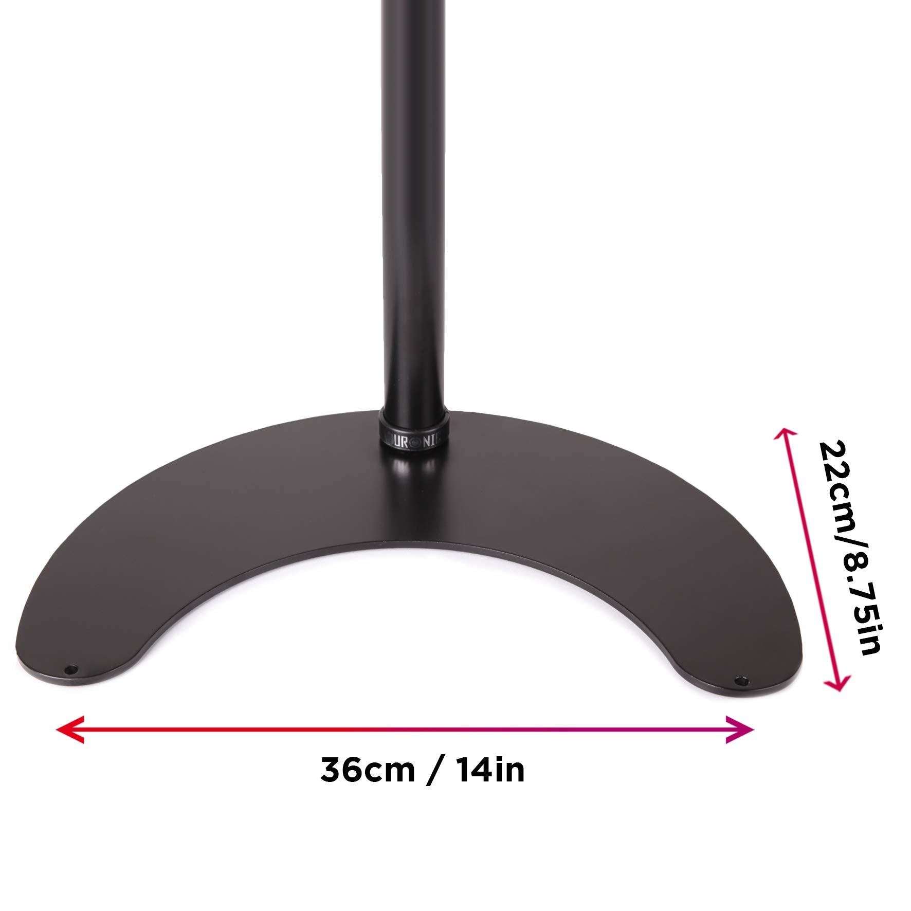 Duronic DM15D1 Monitor Stand with dimensions: 36cm width by 22cm depth for desk stability.