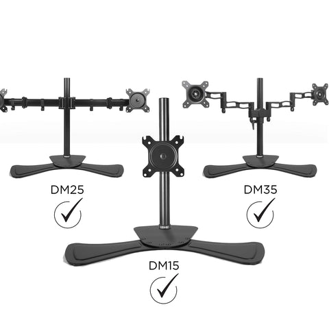 Duronic DM75 Stand for Pole featuring single and dual adjustable VESA mounts.