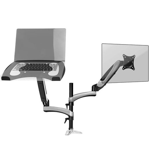 Duronic Desk Mount with adjustable gas spring arms in silver.