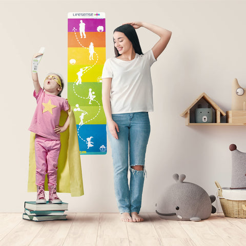 Duronic Digital Height Tape Measure with a mother measuring height of child