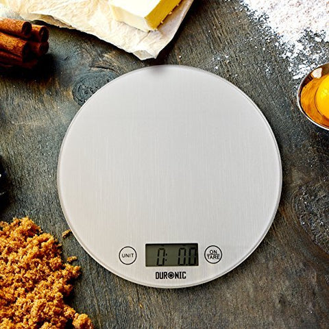 Duronic Digital Kitchen Scales showing monitor weight