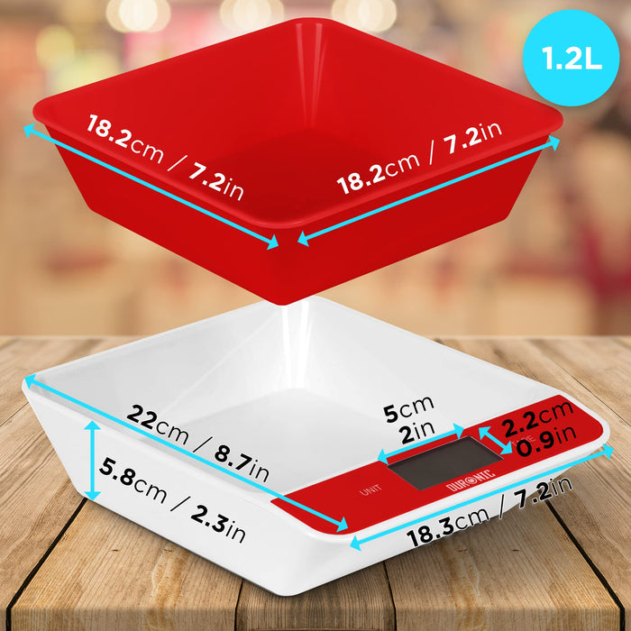 Duronic Digital Kitchen Scales with product dimension
