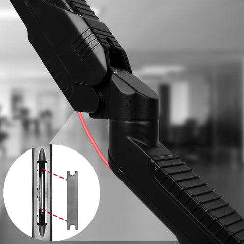 Duronic Dual Monitor Arm Stand featuring integrated cable management.