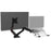 Duronic Dual Monitor Arm Stand holding a laptop next to a flat screen.