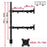 Duronic Dual Monitor Stand showing 100cm height, 38cm arm reach, and VESA 75/100 compatibility.