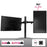 Duronic Dual Monitor Stand with Dual monitor desk stand holding two screens, one landscape and one portrait, 8kg weight capacity.