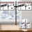 Duronic Dual Monitor Stand with two screens showing technical diagrams on a wooden office desk.