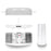 Duronic EB35 WE white egg cooker showcasing each individual part with water piercer cup 