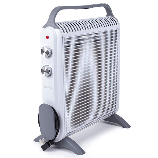 Duronic Electric Heater with control knobs and integrated cord wrap.