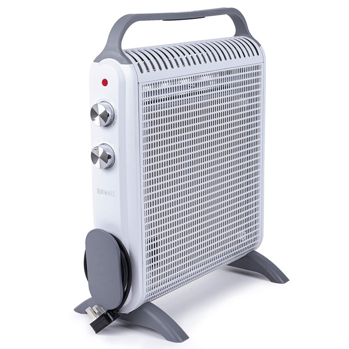 Duronic Electric Heater with control knobs and integrated cord wrap.
