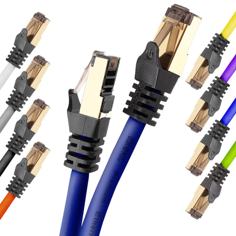 Duronic Ethernet Blue Cable 3M featuring gold-plated RJ45 connectors and snagless boots, displayed against a white background.