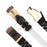 Duronic Ethernet Cable 2M High Speed with black snagless boots shown from three different angles.