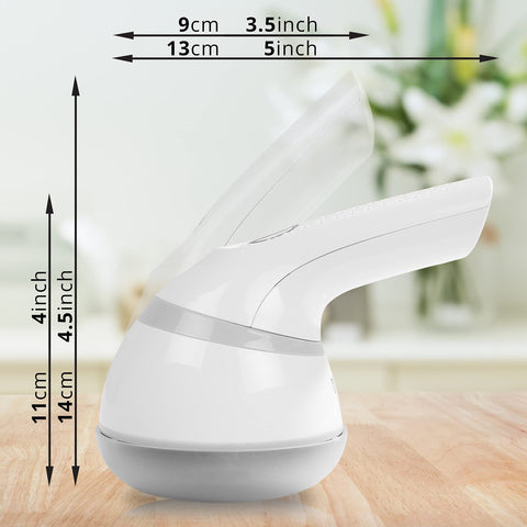 Duronic Fabric Shaver showing folded and unfolded handle dimensions.