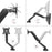 Duronic Gas Desk Mount Arm showing a black articulating monitor mount's tilt, height, and 360-degree rotation capabilities.