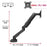 Duronic Gas Desk Mount Arm with dimensions, VESA plate, and screen size compatibility icons.