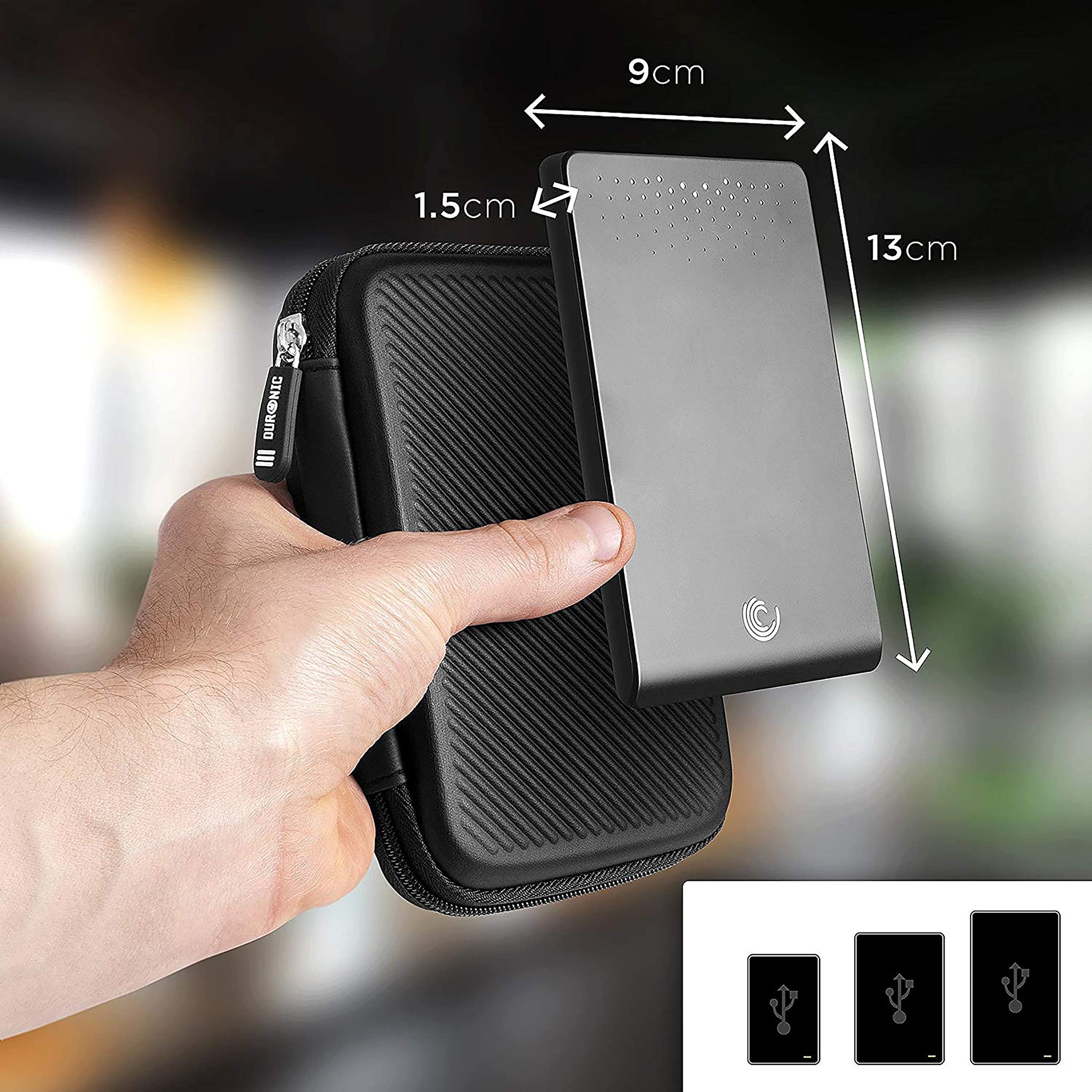 Duronic HDC2 /BK external hard drive cases for external hard drives, cables, power bank, adapter