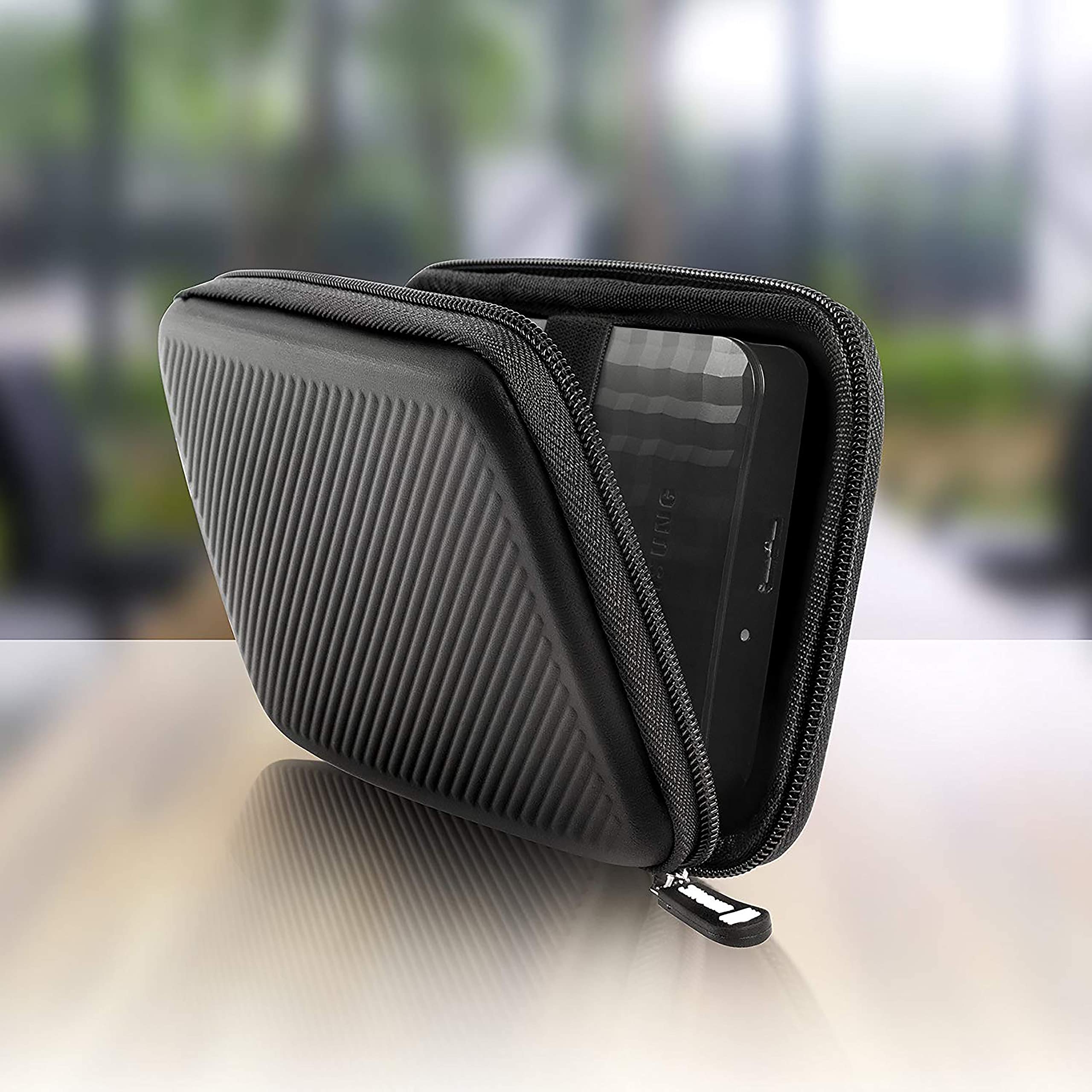 Duronic HDC2 /BK external hard drive storage case zip enclosure to safely secure SSD, cables, chargers