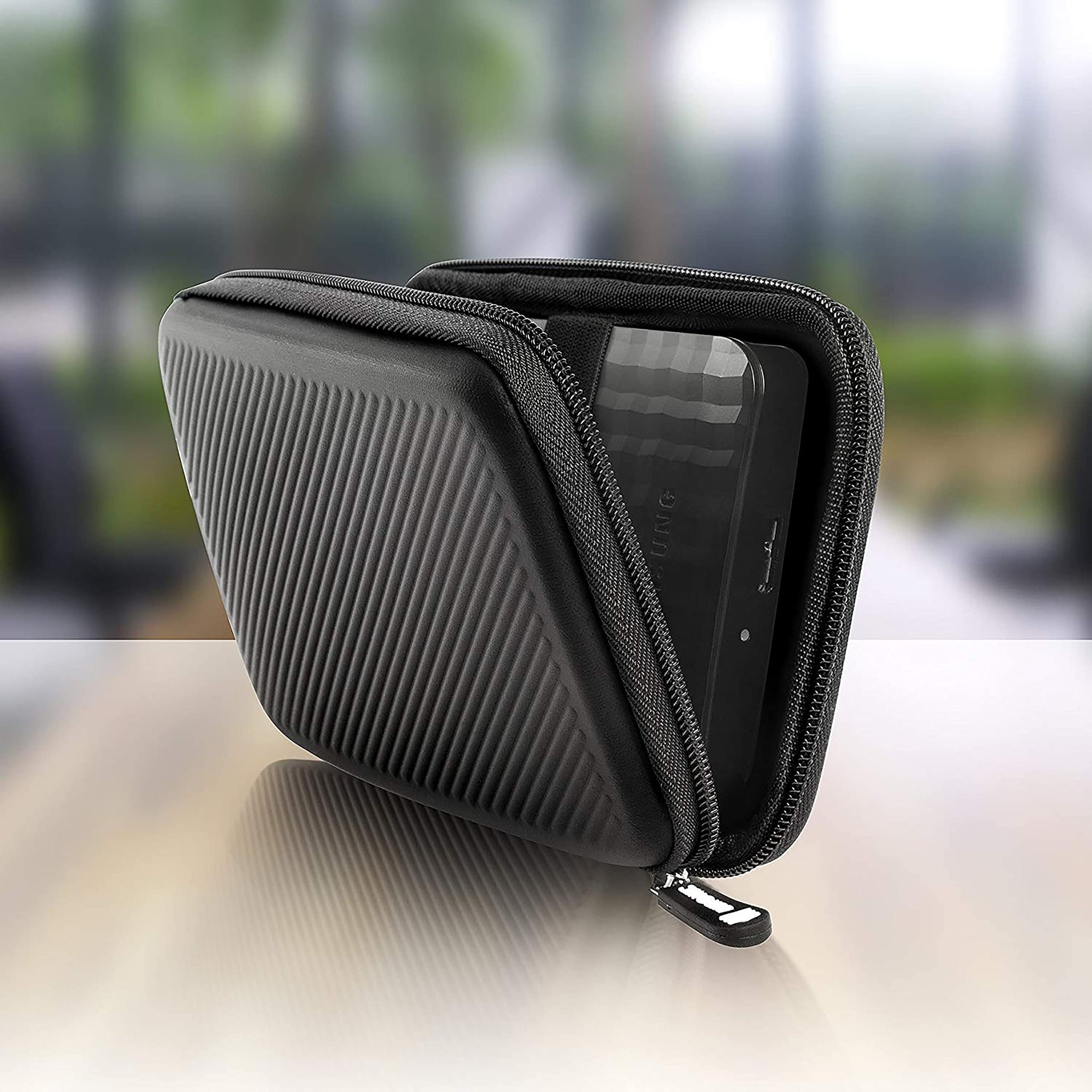 Duronic HDC2 /BK external hard drive storage case zip enclosure to safely secure SSD, cables, chargers