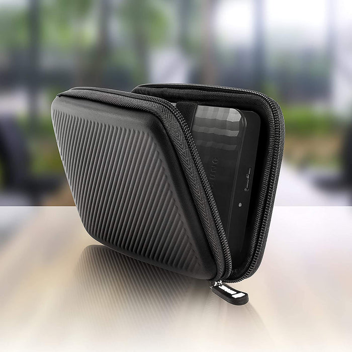 Duronic HDC2 /BK external hard drive storage case zip enclosure to safely secure SSD, cables, chargers