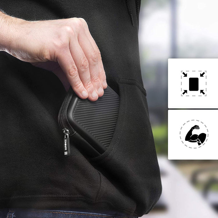 Duronic HDC2/ BK portable hard drive case durable sturdy case to safely secure SSD, external hard drive, cables, chargers