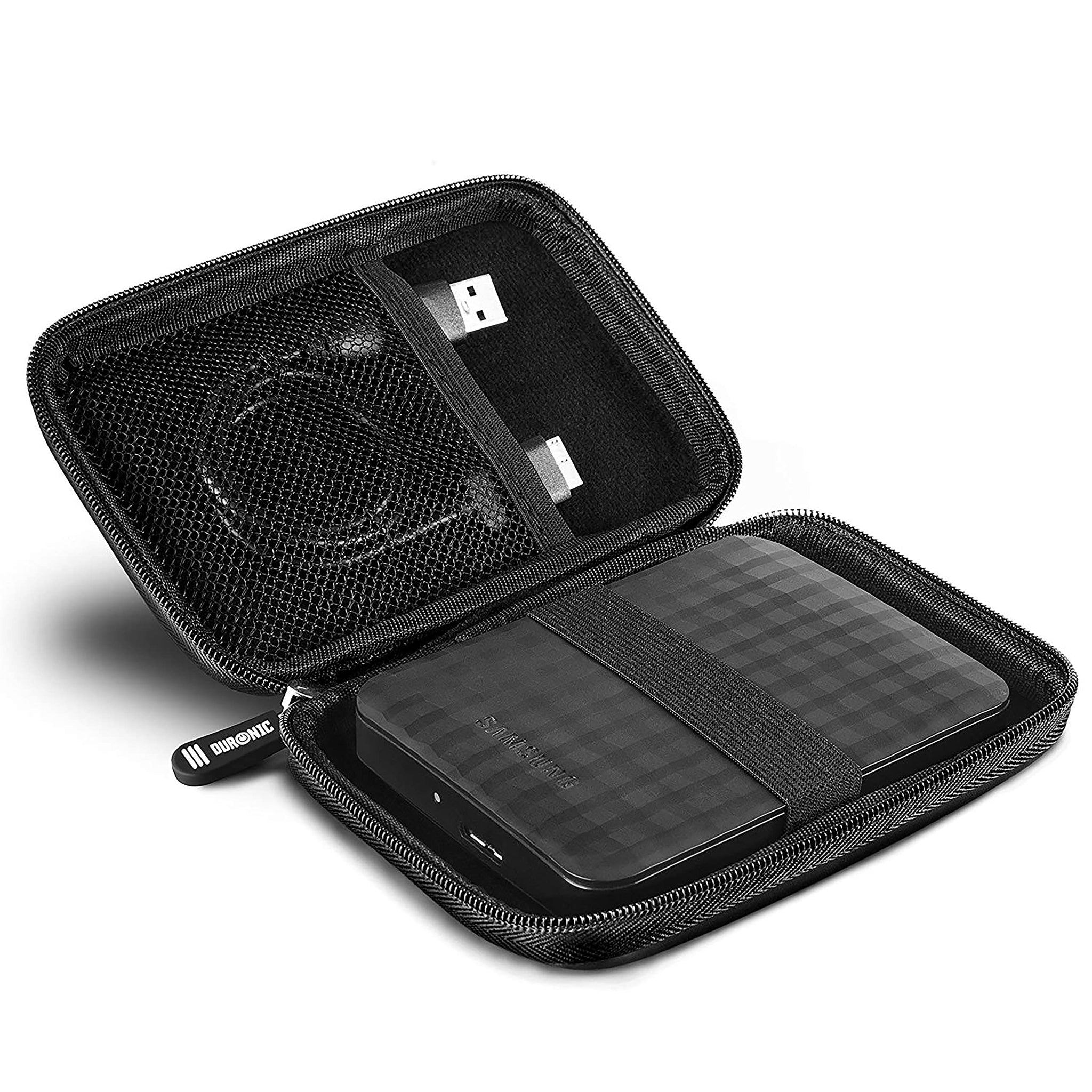 Duronic HDC2 /BK portable hard drive case for external hard drive, SSD, cables, chargers, adapters