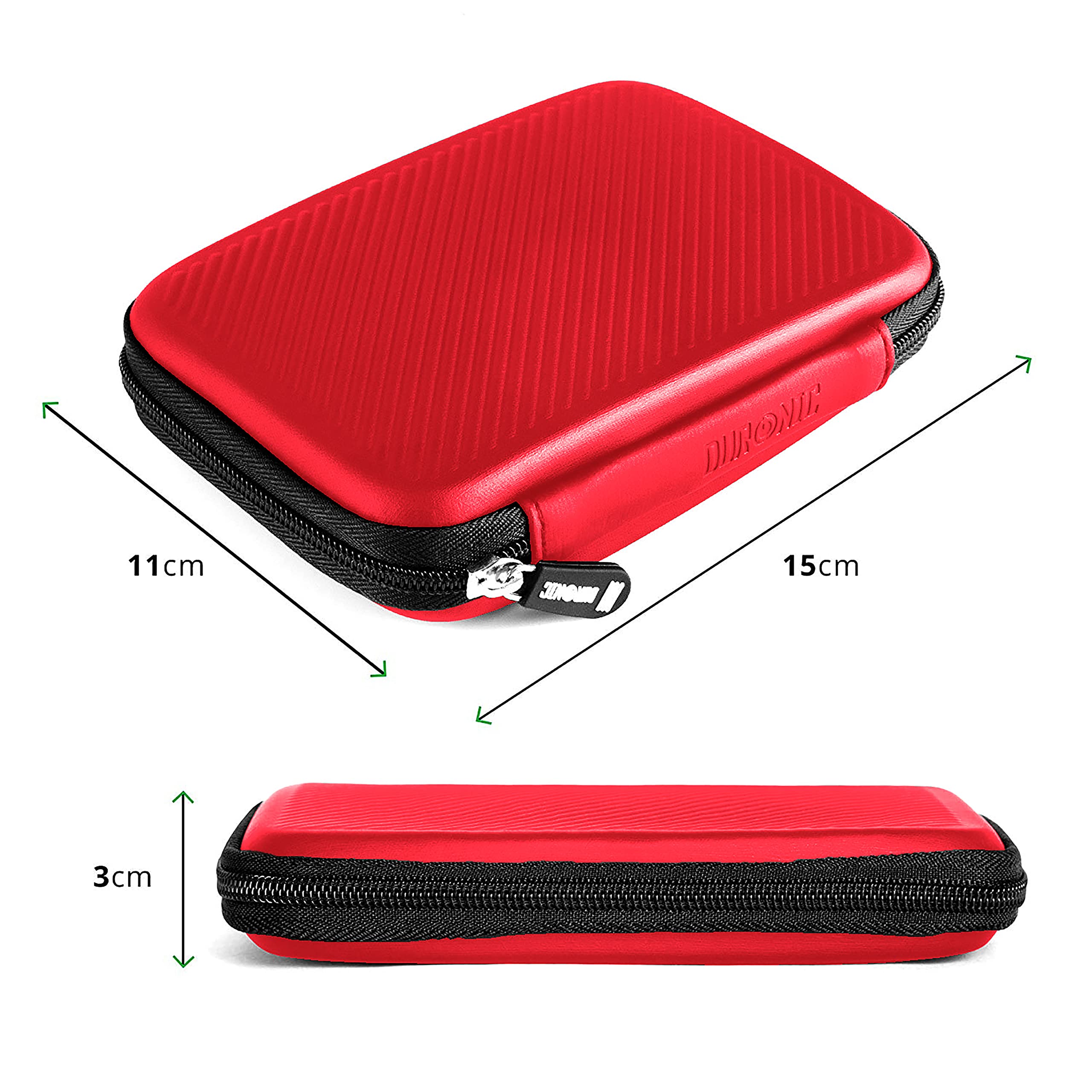 Duronic HDC2 /RD red portable hard drive case dimensions 