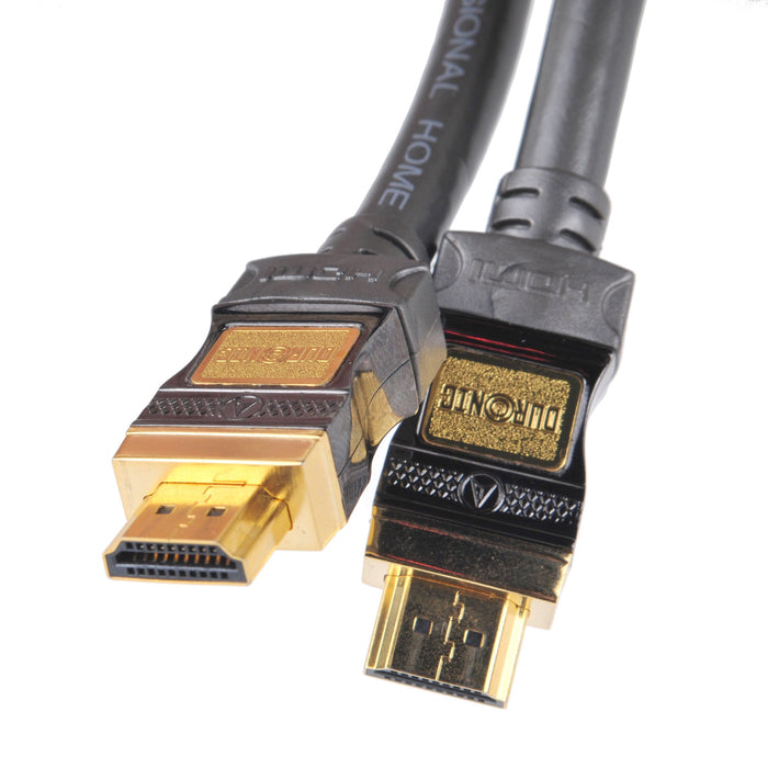 Duronic HDMI Cable featuring gold-plated connectors and a durable black jacket for high-definition home theater setups