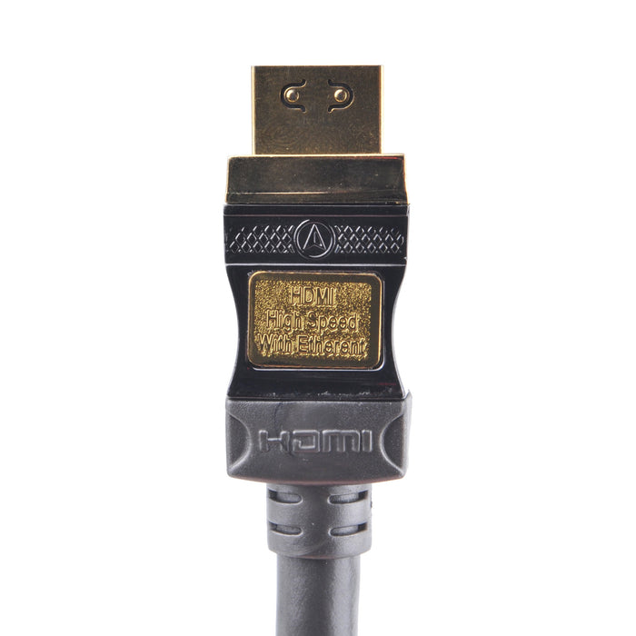 Duronic HDMI Cable with Ethernet, featuring a durable black housing and textured grip for professional audio-video connections.