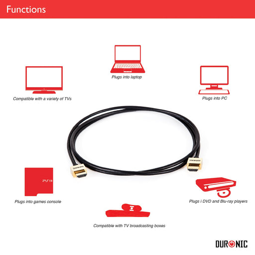 Duronic HDMI Cable with TVs, laptops, PCs, game consoles, and media players.