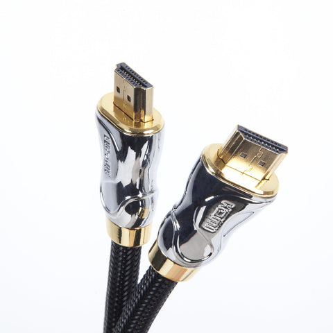 Duronic HDMI Cable with gold-plated connectors and a sleek chrome metal housing finish.
