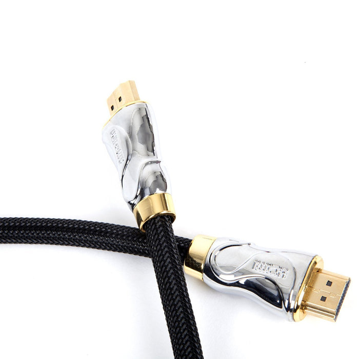 Duronic HDMI Cable with gold-plated connectors and chrome housings for clear video displays.