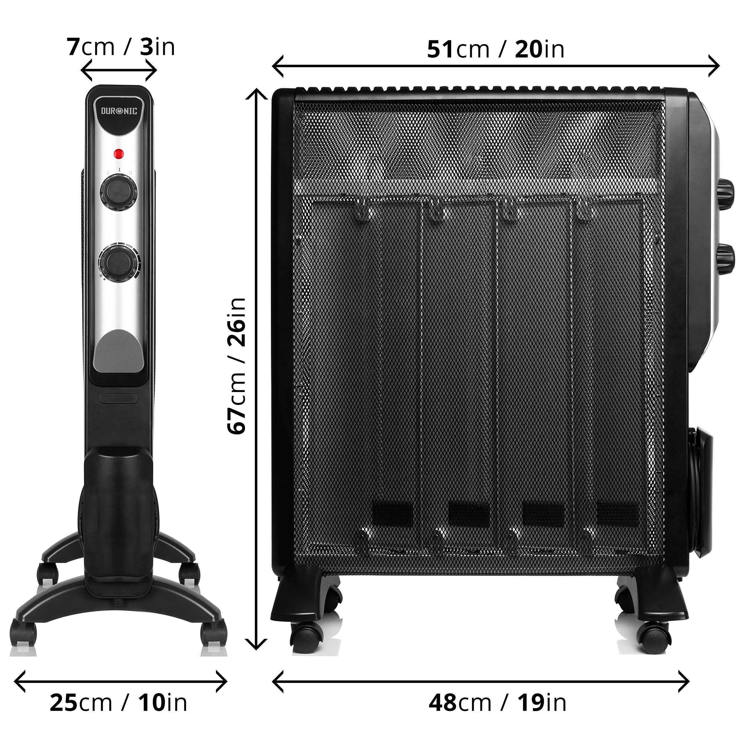 Duronic HV220 portable heater dimensions for heating home, office, bedroom