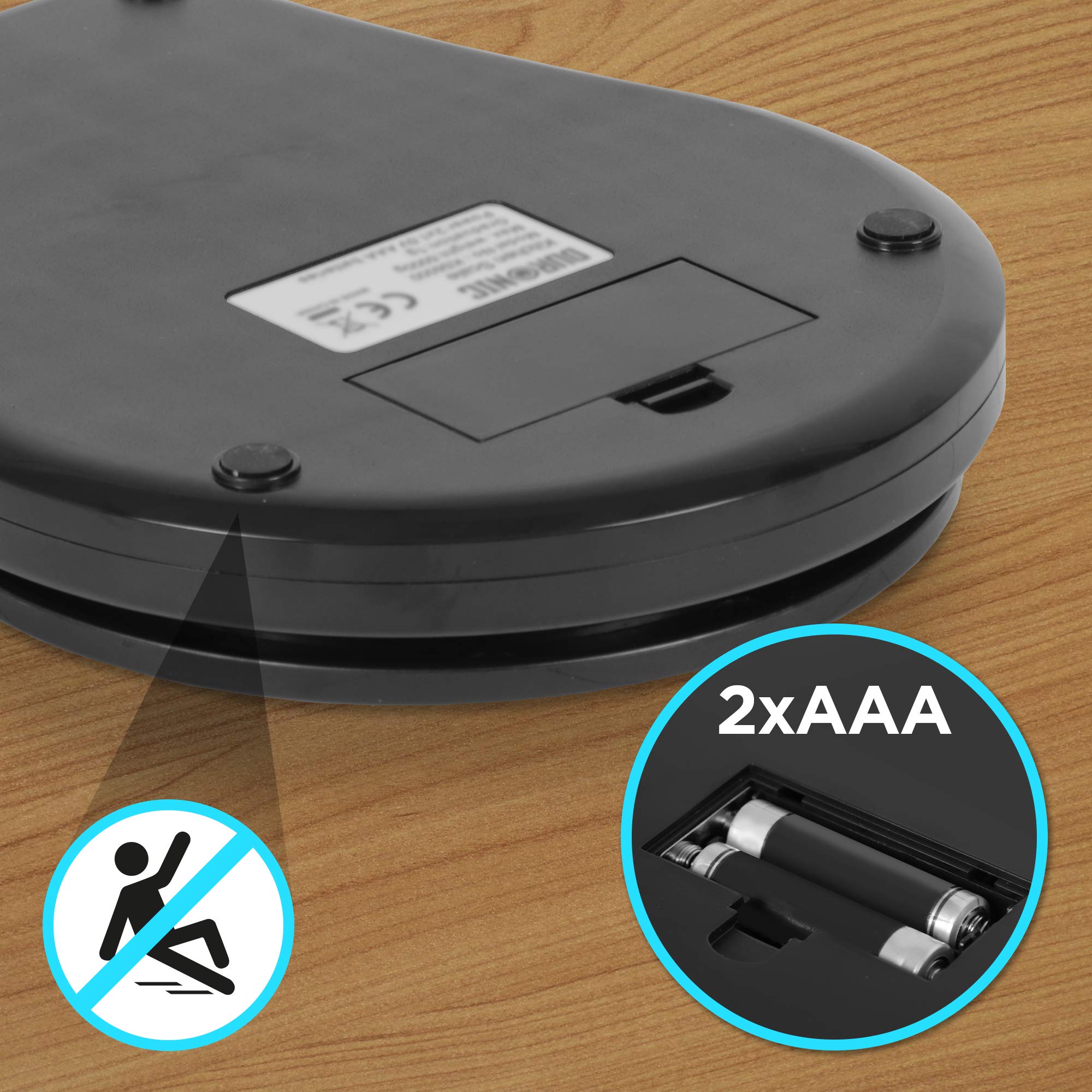 Duronic KS6000 digital kitchen weighing scale with a2x AAA batteries included and anti slip platform to ensure scale doesn't move from its position