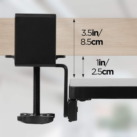Duronic Keyboard Drawers showing dimensions of 3.5in height and 1in gap.