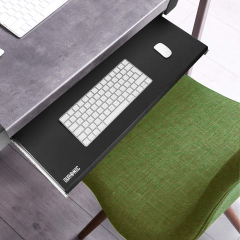 Duronic Keyboard Drawers  with a white wireless keyboard and mouse on top.
