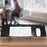 Duronic Keyboard Platform holding a white keyboard and mouse above a wooden desk.
