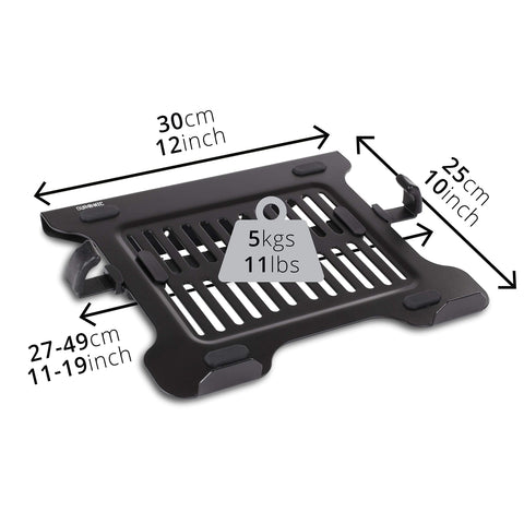 Duronic Laptop Attachment Stand 30x25cm, supports 5kg, fits 11-19 inch notebooks.