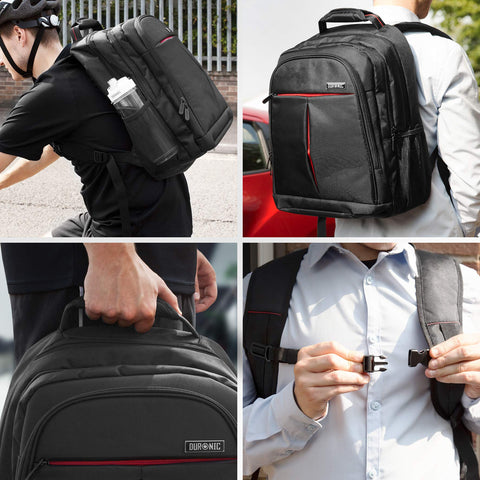 Duronic Laptop Backpack  featuring a chest strap, water bottle pocket, and top handle.