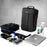 Duronic Laptop Backpack surrounded by packed essentials, including clothes, a laptop, and toiletries.
