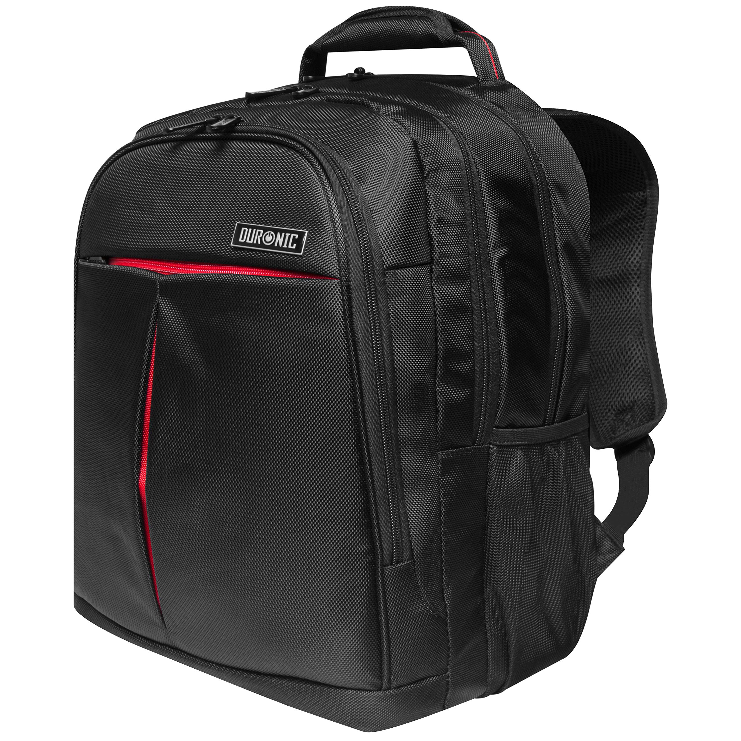 Duronic Laptop Backpack  with multiple zippered compartments and a side mesh pocket.