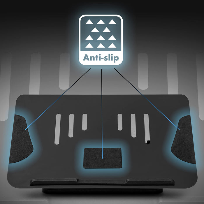 Duronic Laptop Stand featuring three integrated non-slip silicone pads for enhanced stability and device security.