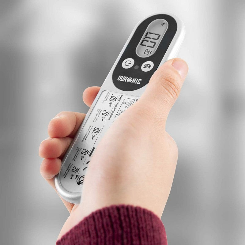 Duronic Luggage Scales Silver with LCD screen and target weight settings.