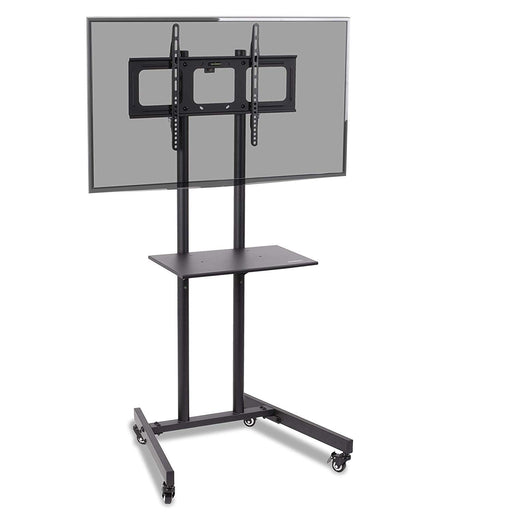 Duronic Mobile TV Stand on Wheels with an adjustable media shelf and VESA mount