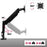 Duronic Monitor Arm Stand showing 360-degree rotation, height adjustment, and weight capacity ranges.