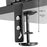 Duronic Monitor Arm Stand showing adjustable 5-68 mm thickness measurements.