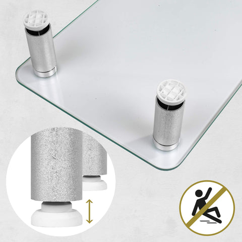 Duronic Monitor Stand Riser on a clear glass monitor stand prevent slipping on desks