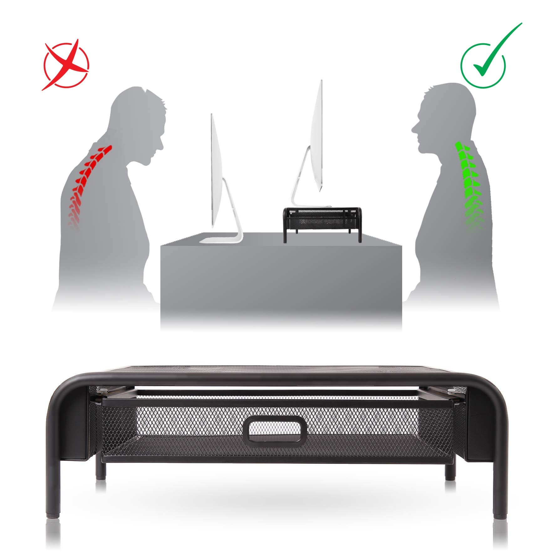 Meck Riser Duronic Monitor Riser Shelf DMR01, Clamp-On Laptop and Screen Stand fo