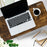 Duronic Monitor Stand Riser with coffee and laptop